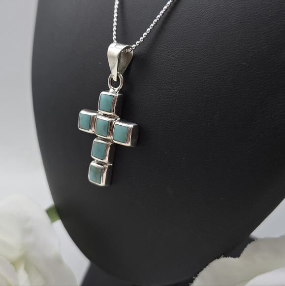 ❤️ MOSAIC CROSS STERLING SILVER NECKLACE - Picture 4 of 5